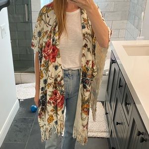 Anthropologie floral knit poncho, one size